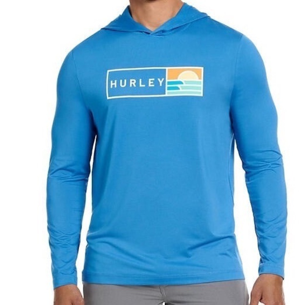 Hurley Men's Sunny Side Hybrid Stretch Hooded UV T-Shirt Long Sleeve Size XL